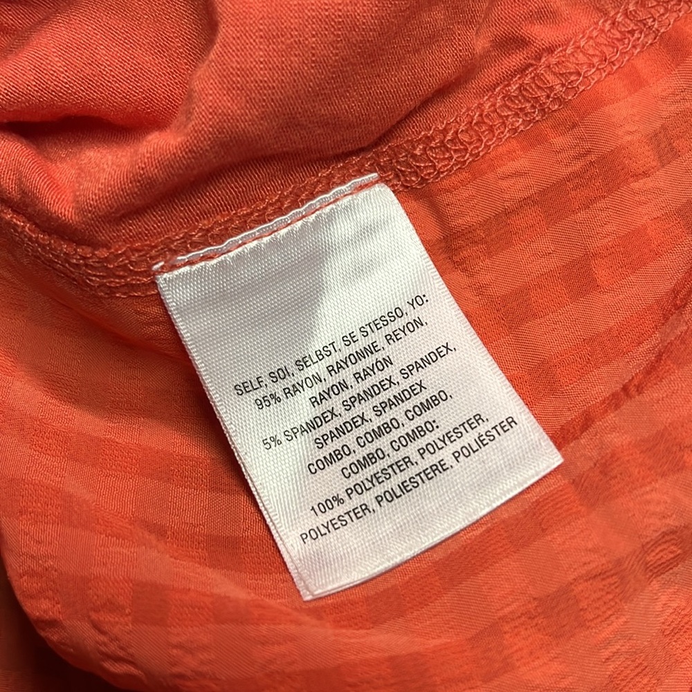 NWT Anthropologie Deletta Orange Gingham Mixed Media High Low Top - Picture 16 of 16